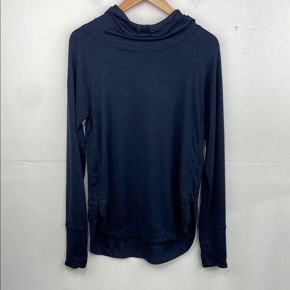 Athleta Dark Blue Hooded Long Sleeve Top women’s size Small - Picture 1 of 10